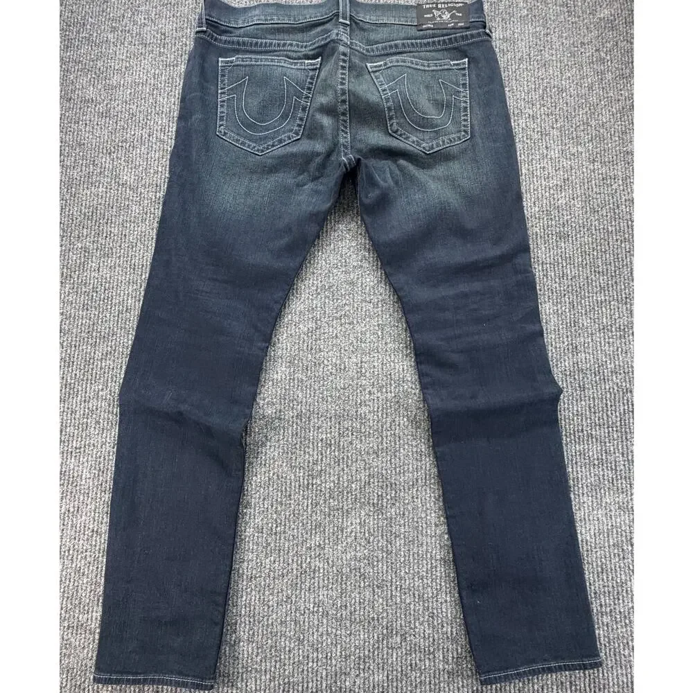 True Religion Rocco Mens 38 Relaxed Skinny Jeans Dark Wash Stretch Denim